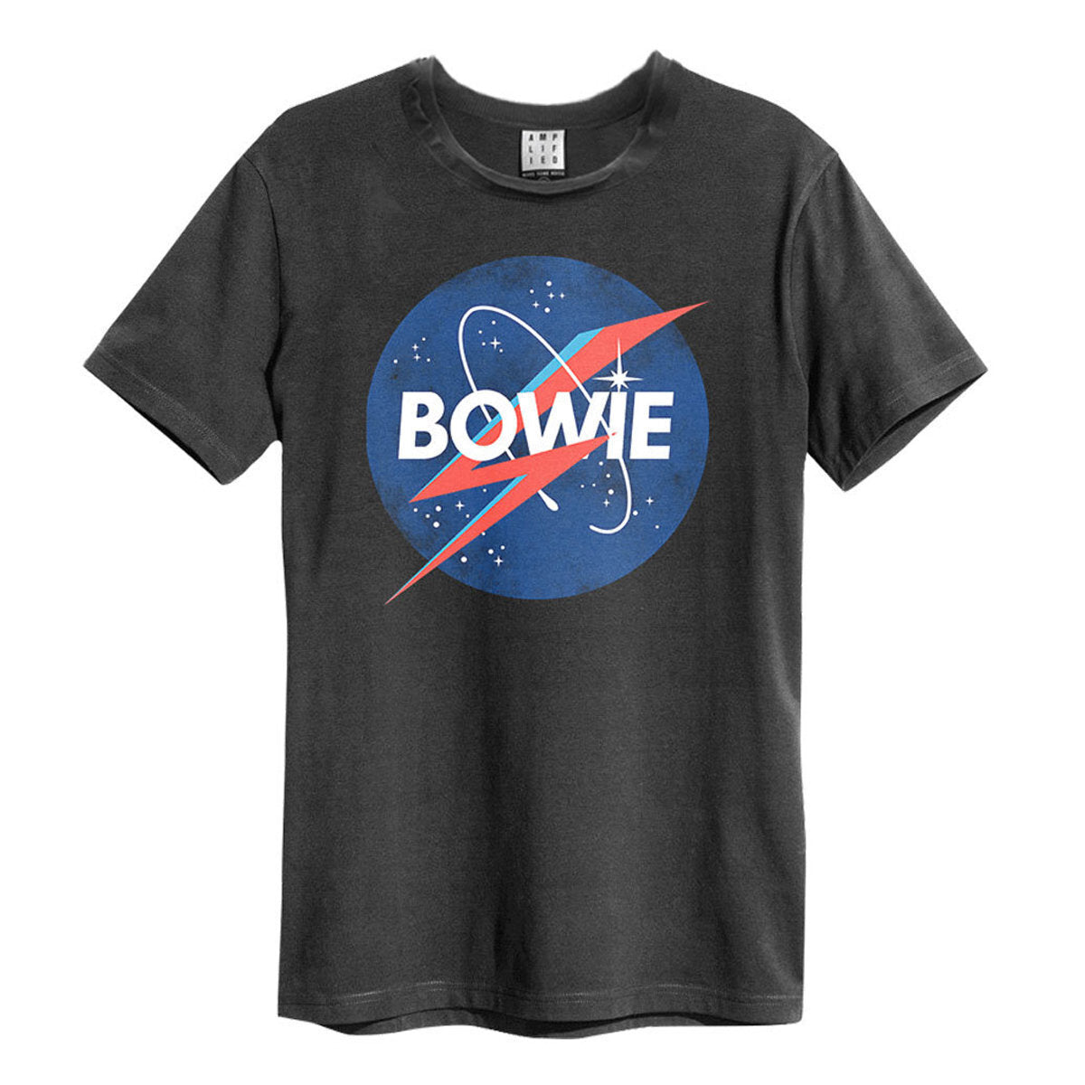 Charcoal - Front - Amplified Unisex Adult To The Moon David Bowie T-Shirt