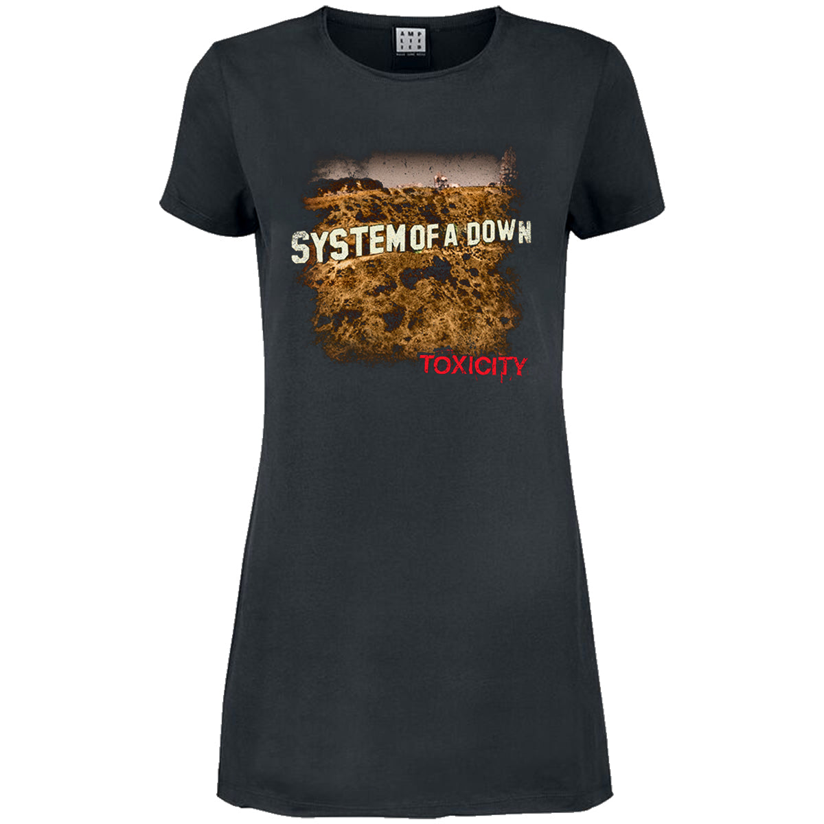 Charcoal - Front - Amplified Womens-Ladies Toxicity Systems Of A Down T-Shirt Dress