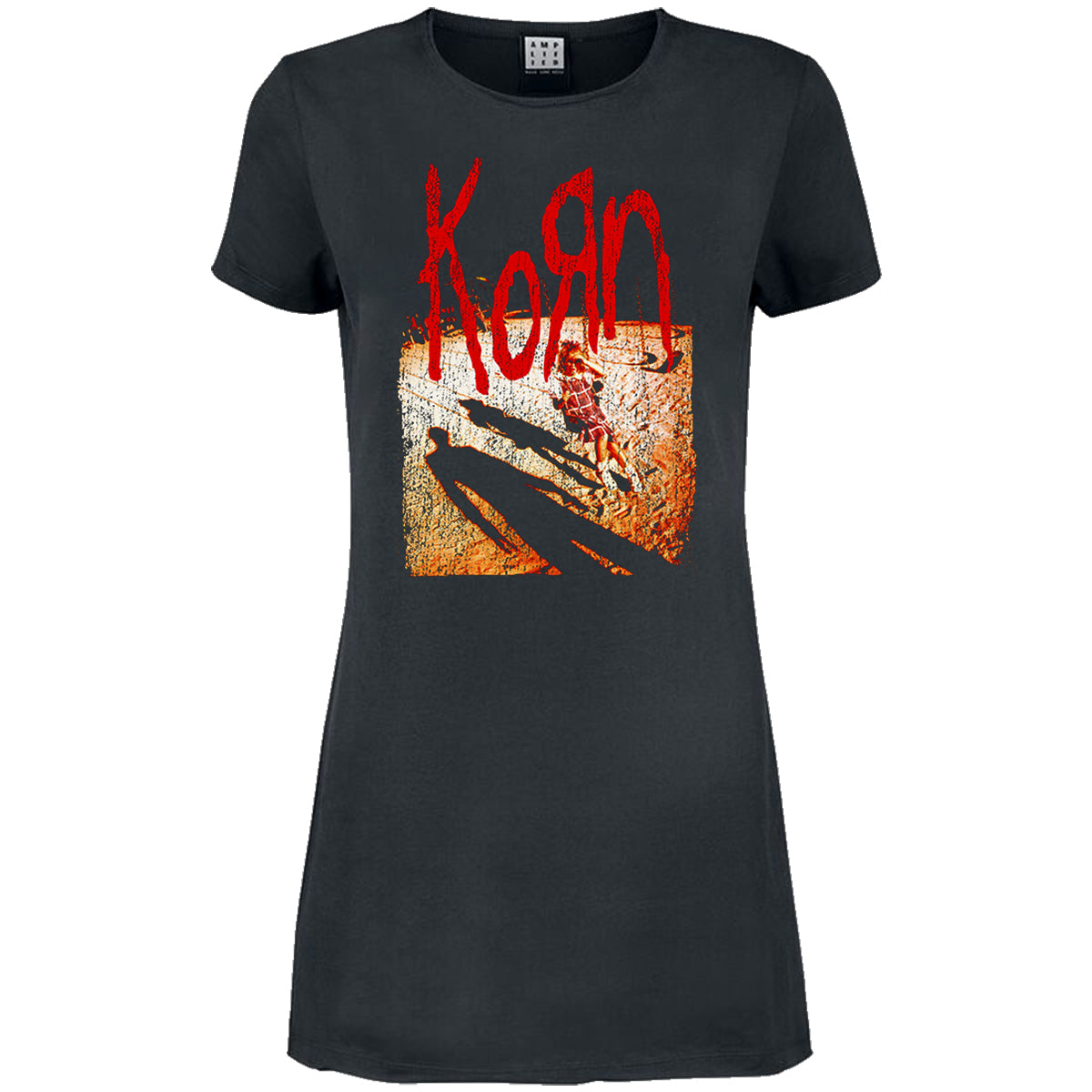 Charcoal - Front - Amplified Womens-Ladies Self Titled Korn T-Shirt Dress