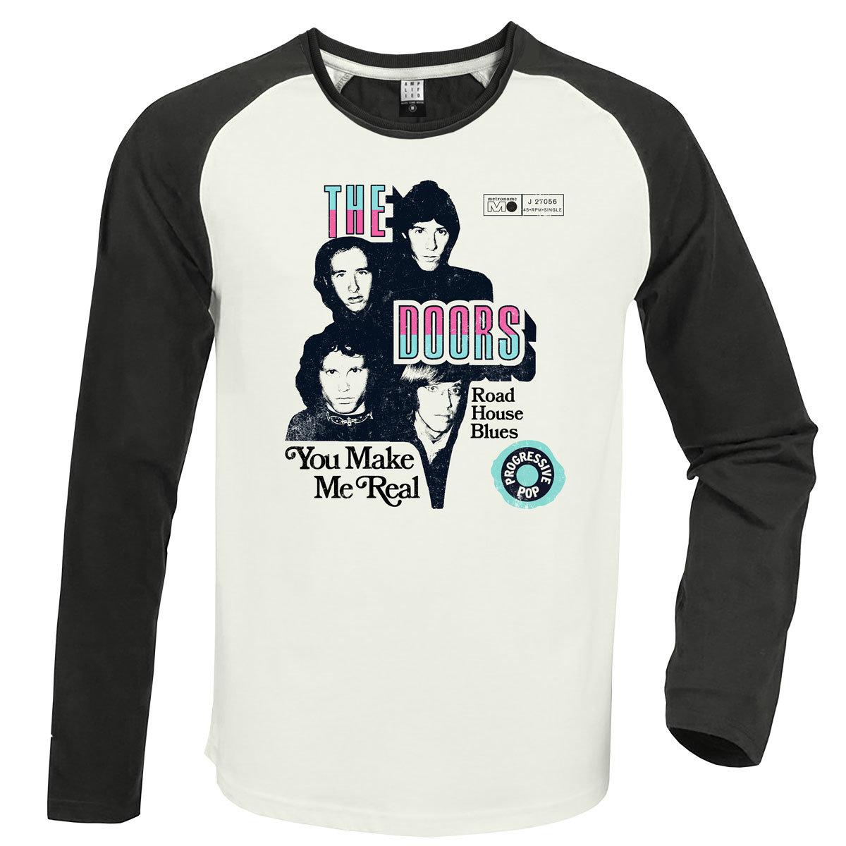 Vintage White-Charcoal - Front - Amplified Unisex Adult Road House Blues The Doors T-Shirt