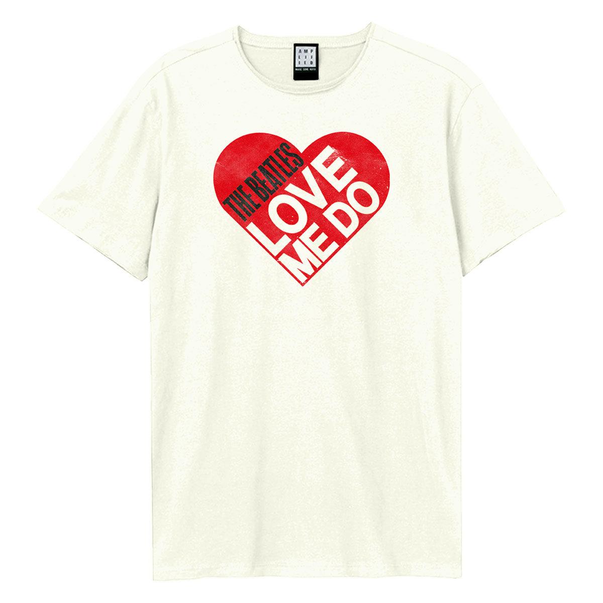 Vintage White - Front - Amplified Unisex Adult Love Me Do The Beatles T-Shirt