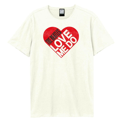 Vintage White - Front - Amplified Unisex Adult Love Me Do The Beatles T-Shirt
