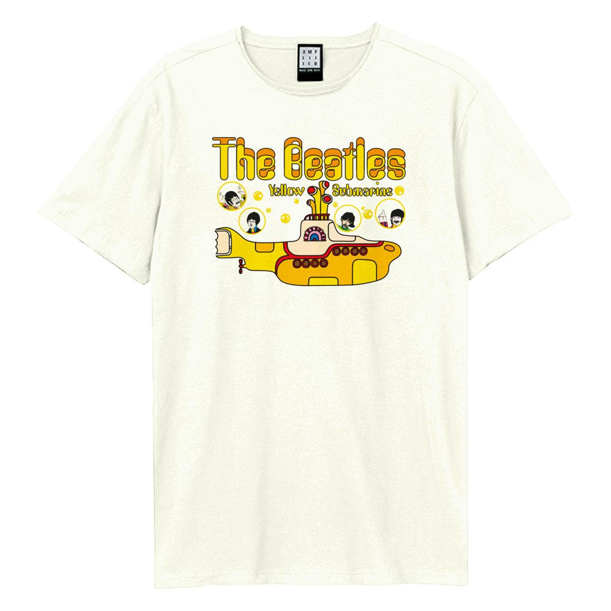 Vintage White - Front - Amplified Unisex Adult Yellow Submarine Bubbles The Beatles T-Shirt