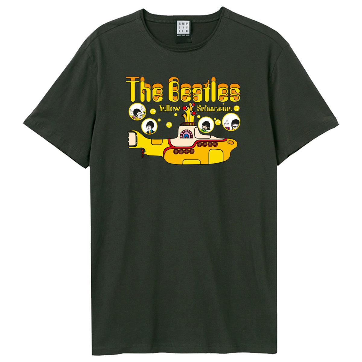 Charcoal - Front - Amplified Unisex Adult Yellow Submarine Bubbles The Beatles T-Shirt