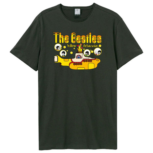 Charcoal - Front - Amplified Unisex Adult Yellow Submarine Bubbles The Beatles T-Shirt
