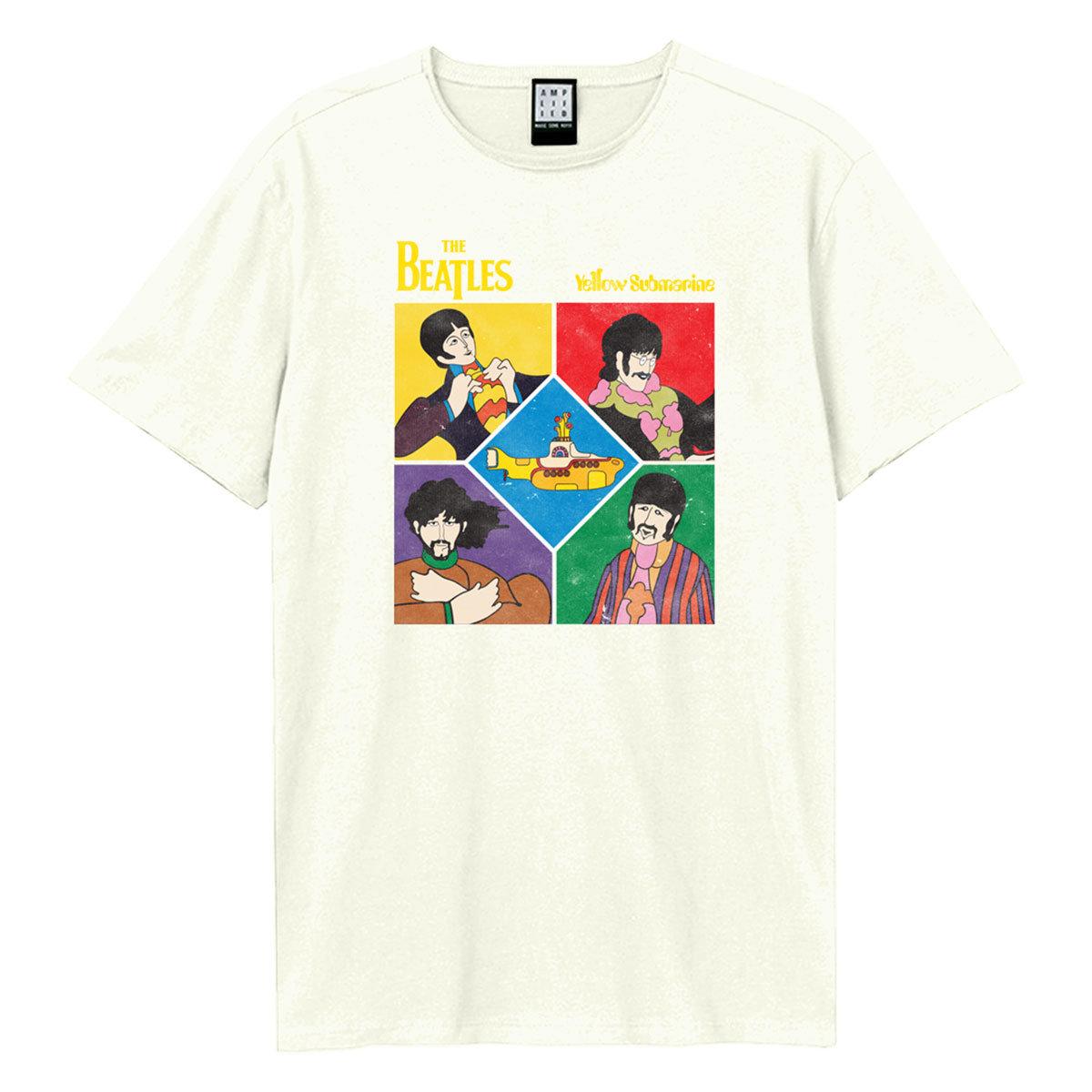 Vintage White - Front - Amplified Unisex Adult Yellow Submarine Shapes The Beatles T-Shirt