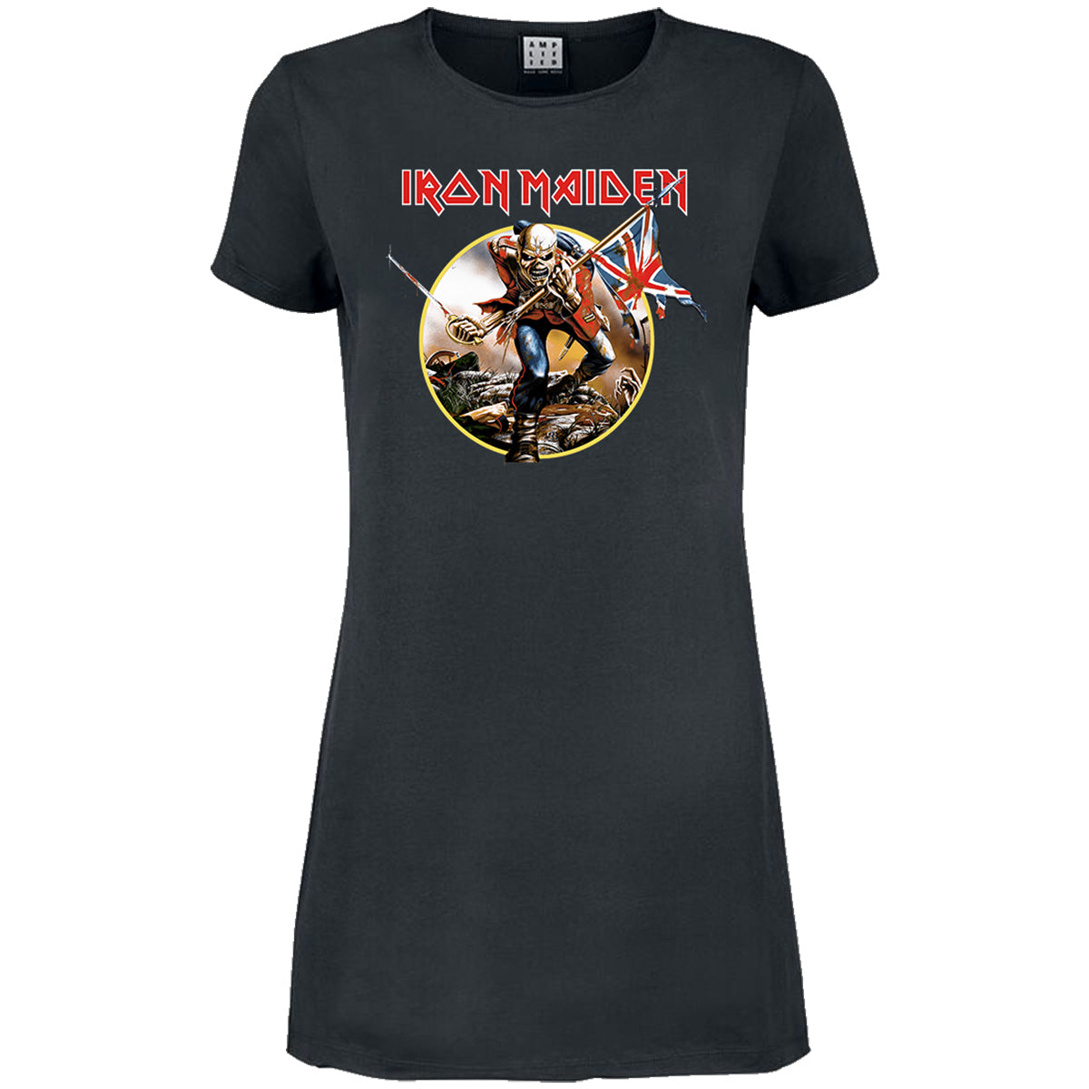 Charcoal - Front - Amplified Womens-Ladies Trooper Iron Maiden T-Shirt Dress