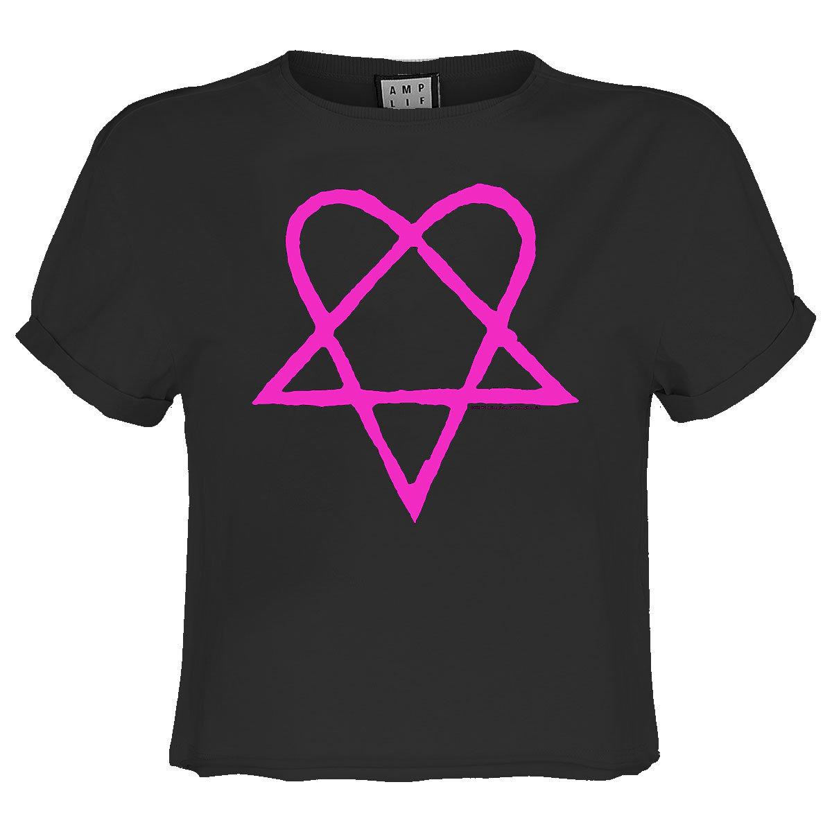 Charcoal - Front - Amplified Womens-Ladies Heartagram HIM Crop Top