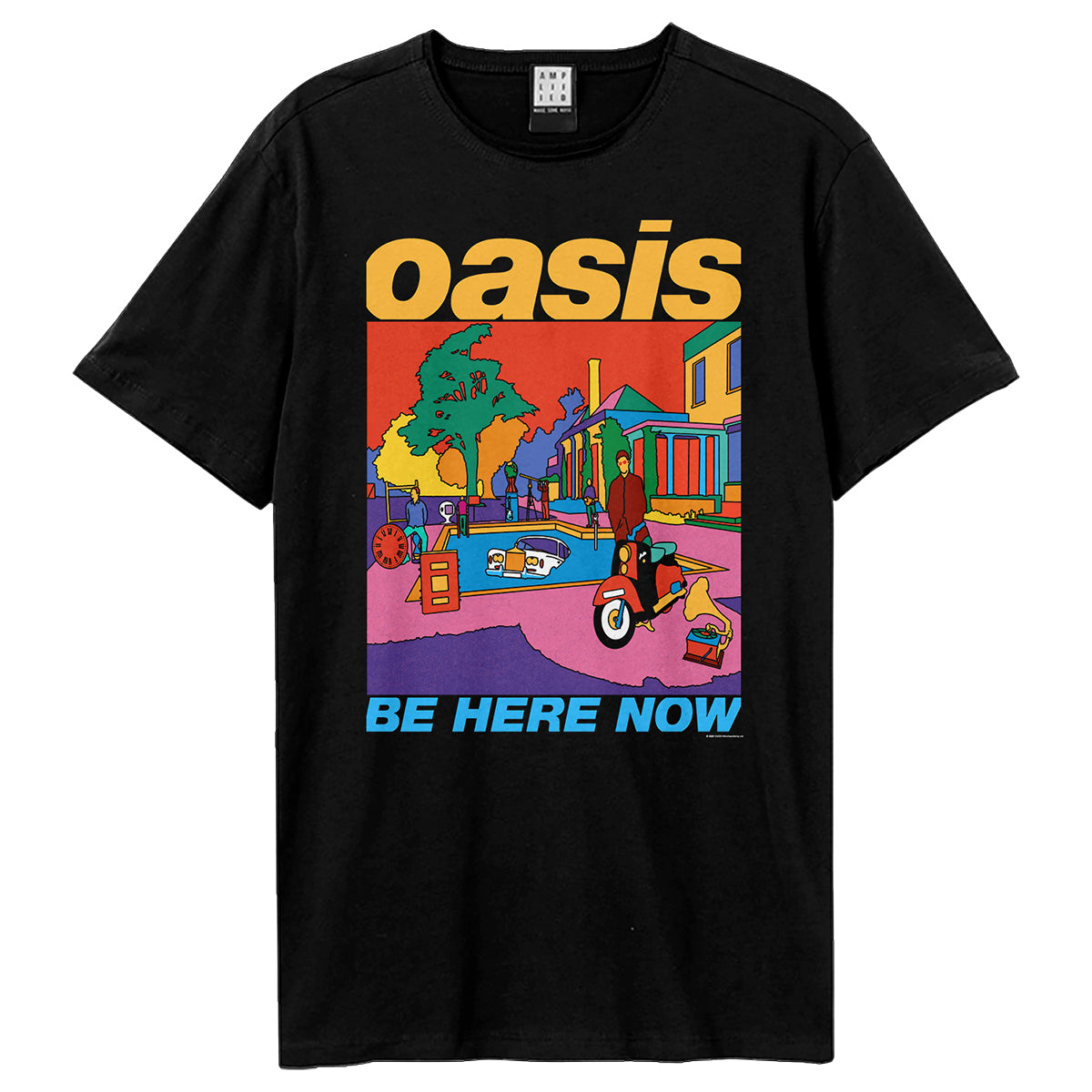 Black - Front - Amplified Unisex Adult Be Here Now Oasis T-Shirt