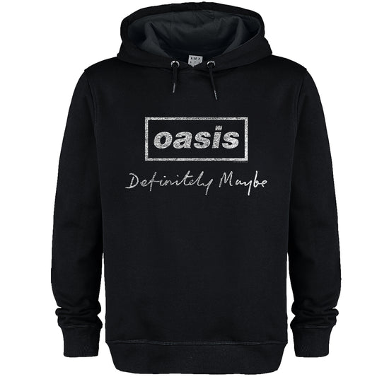 Black - Front - Amplified Unisex Adult Definitely Maybe Distressed Oasis Hoodie