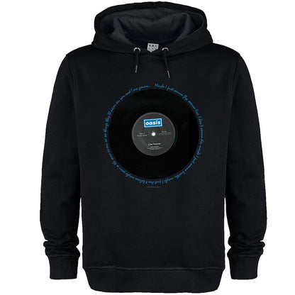 Black - Front - Amplified Unisex Adult Live Forever Lyrics Oasis Hoodie