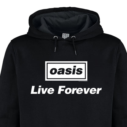 Black - Back - Amplified Unisex Adult Live Forever Title Oasis Hoodie