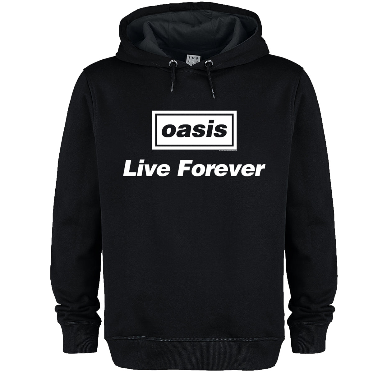 Black - Front - Amplified Unisex Adult Live Forever Title Oasis Hoodie