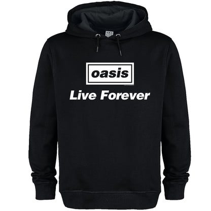 Black - Front - Amplified Unisex Adult Live Forever Title Oasis Hoodie