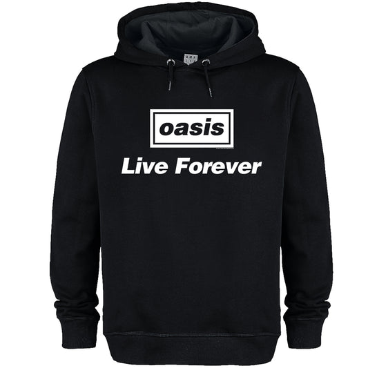 Black - Front - Amplified Unisex Adult Live Forever Title Oasis Hoodie