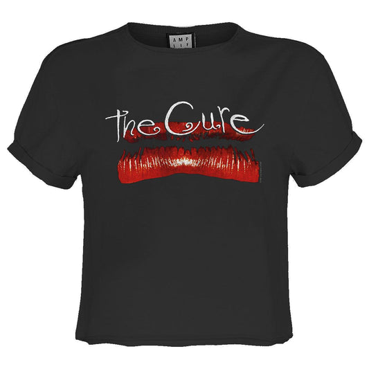 Charcoal - Front - Amplified Womens-Ladies Lips The Cure Crop T-Shirt