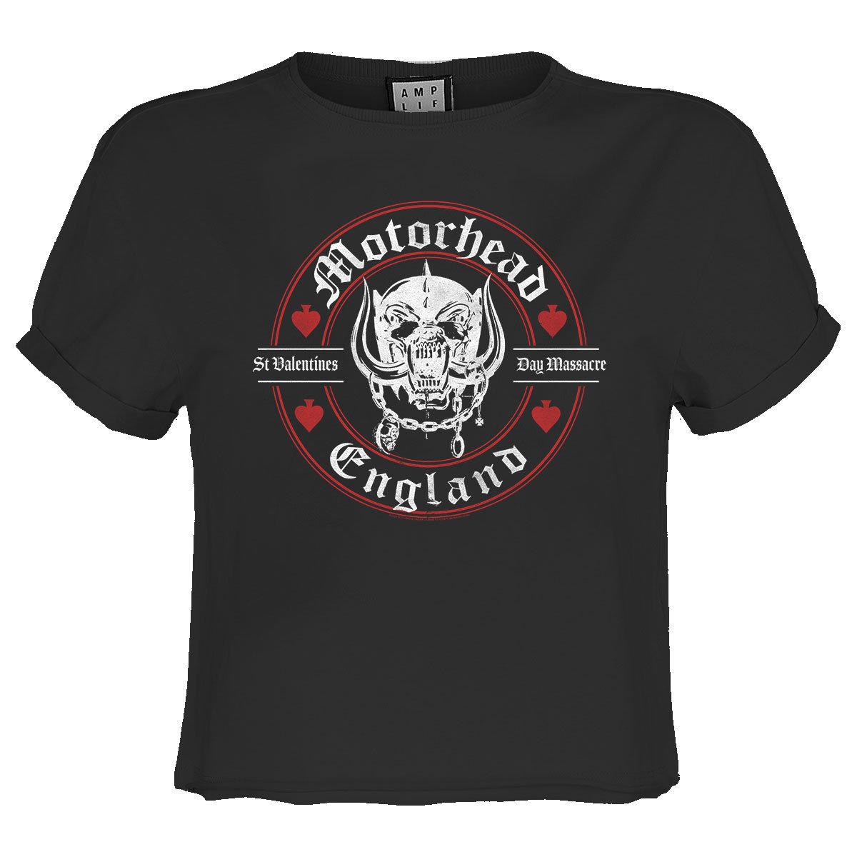 Charcoal - Front - Amplified Womens-Ladies St Valentines Day Massacre Motorhead Crop T-Shirt
