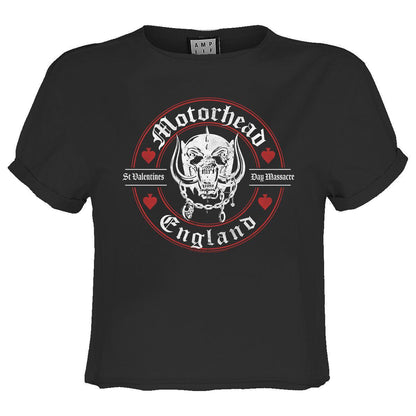 Charcoal - Front - Amplified Womens-Ladies St Valentines Day Massacre Motorhead Crop T-Shirt
