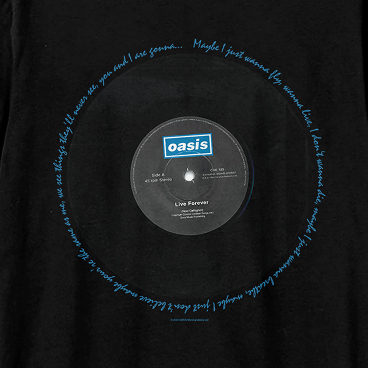 Black - Back - Oasis Unisex Adult Live Forever Oasis T-Shirt