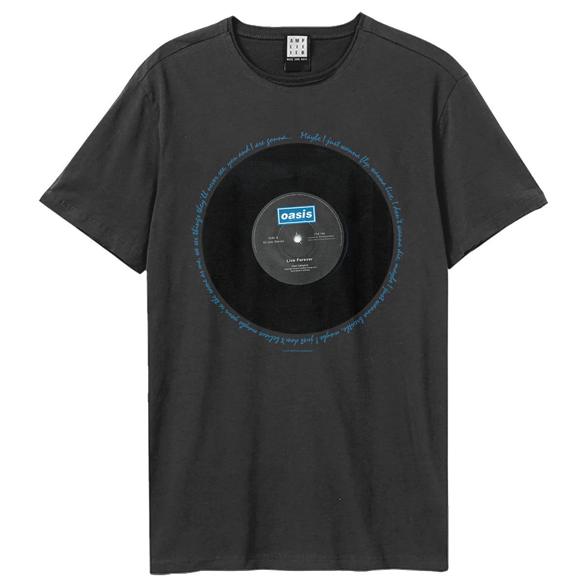 Charcoal - Front - Oasis Unisex Adult Live Forever Oasis T-Shirt
