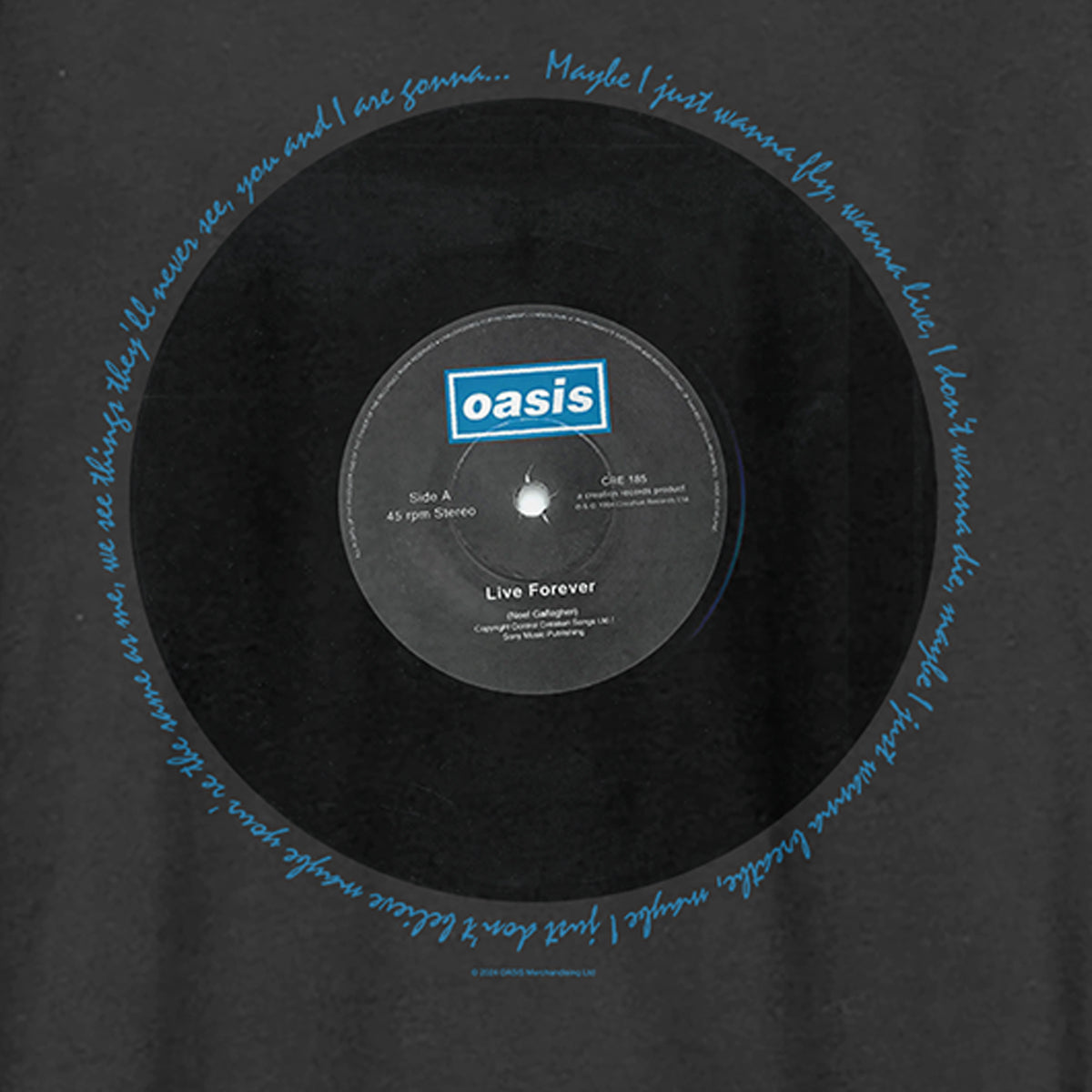 Charcoal - Back - Oasis Unisex Adult Live Forever Oasis T-Shirt