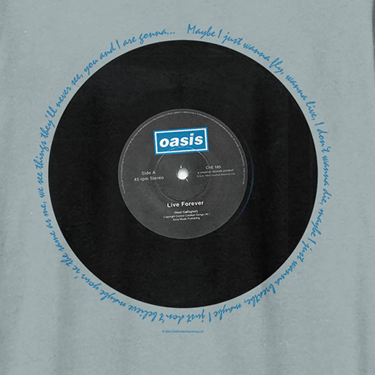 Strange Blue - Back - Oasis Unisex Adult Live Forever Oasis T-Shirt