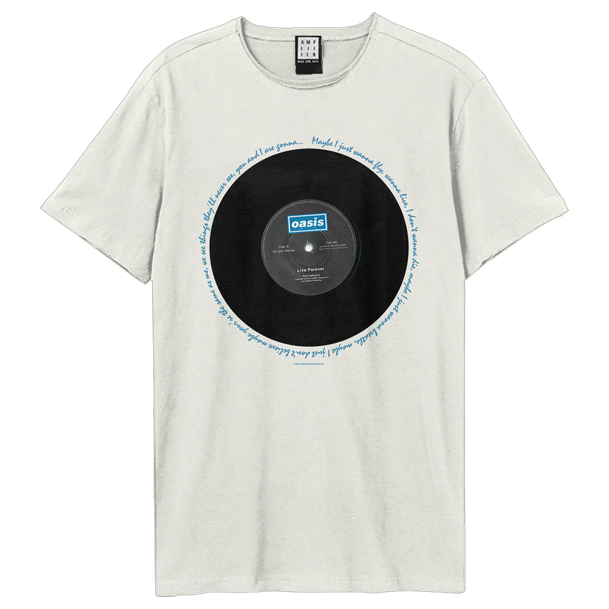 Vintage White - Front - Oasis Unisex Adult Live Forever Oasis T-Shirt