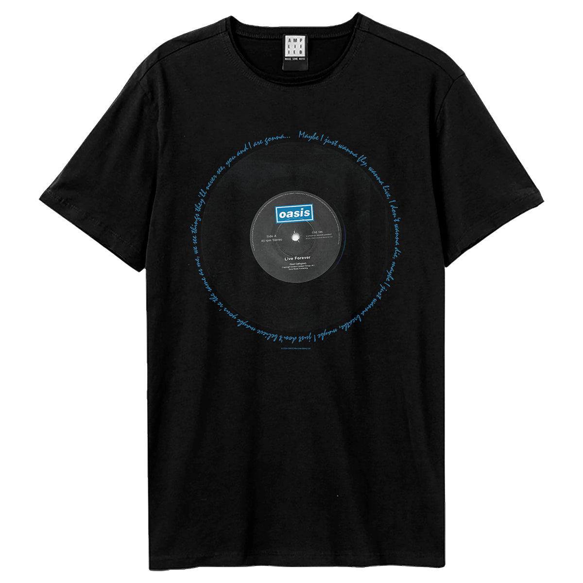 Black - Front - Oasis Unisex Adult Live Forever Oasis T-Shirt