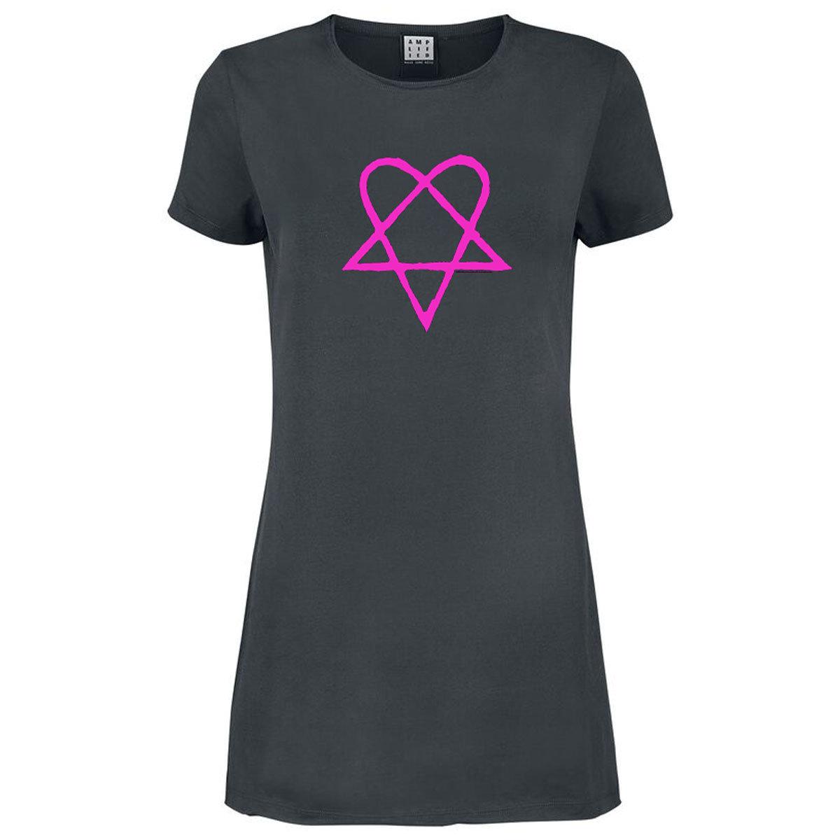 Charcoal - Front - Amplified Womens-Ladies Heartagram HIM T-Shirt Dress