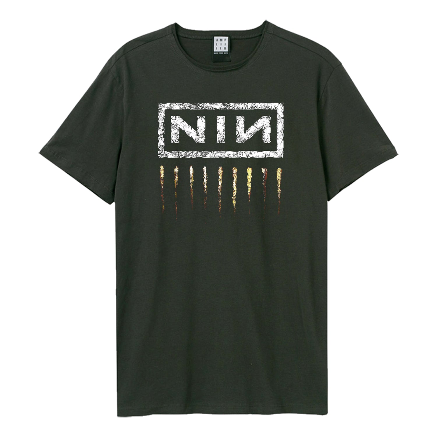 Charcoal - Front - Amplified Unisex Adult Downward Spiral Nine Inch Nails Logo T-Shirt