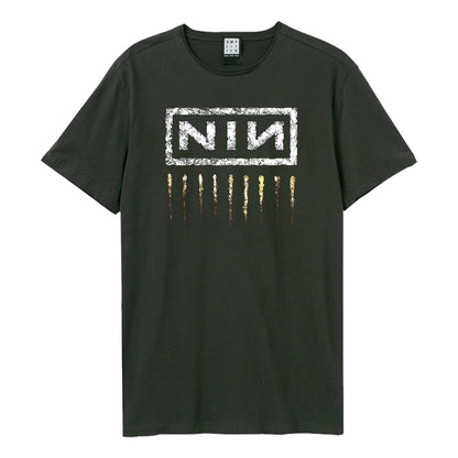 Charcoal - Front - Amplified Unisex Adult Downward Spiral Nine Inch Nails Logo T-Shirt