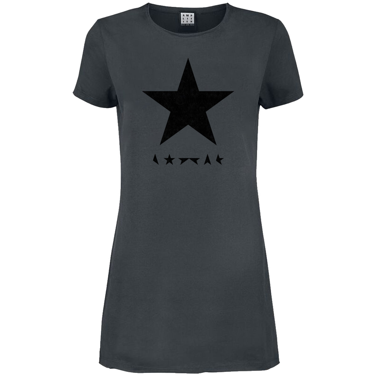 Charcoal - Front - Amplified Womens-Ladies Black Star David Bowie T-Shirt Dress