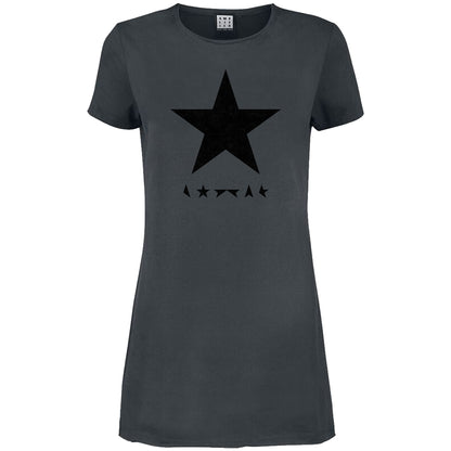 Charcoal - Front - Amplified Womens-Ladies Black Star David Bowie T-Shirt Dress