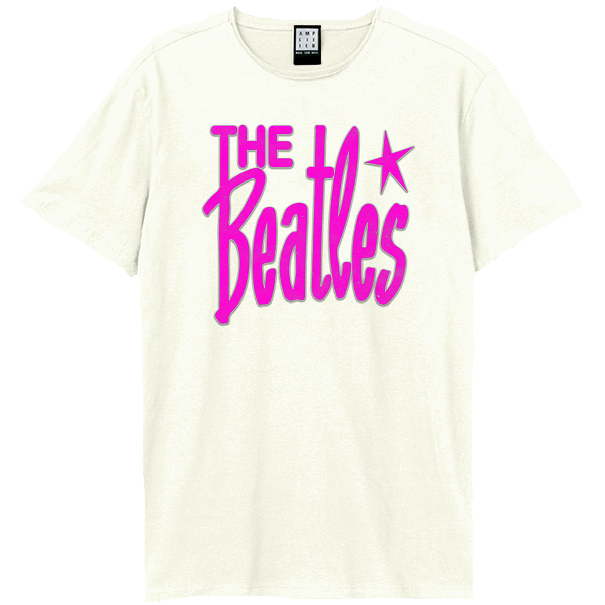 Vintage White - Front - Amplified Unisex Adult Retro Logo The Beatles T-Shirt