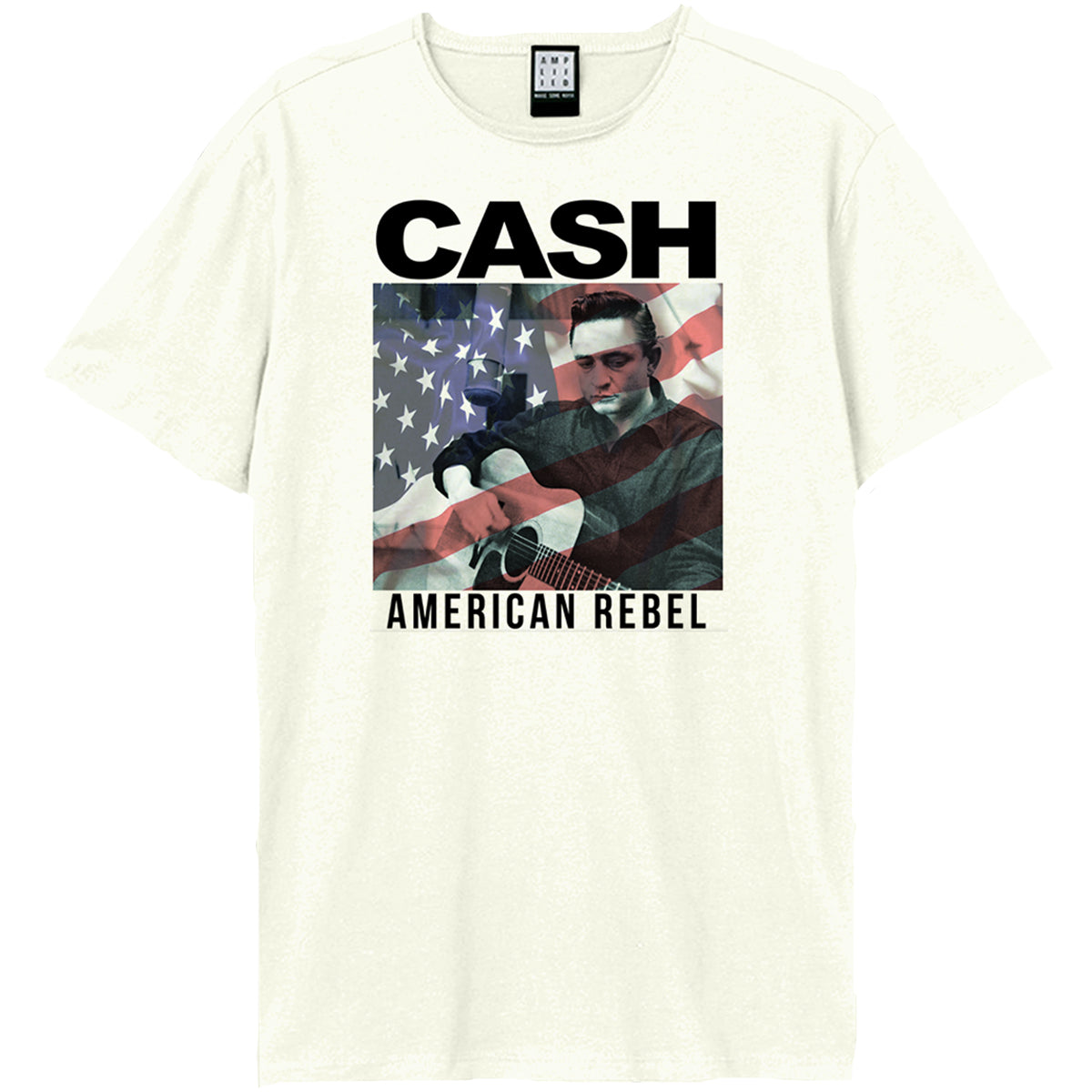 Vintage White - Front - Amplified Unisex Adult American Rebel Johnny Cash T-Shirt