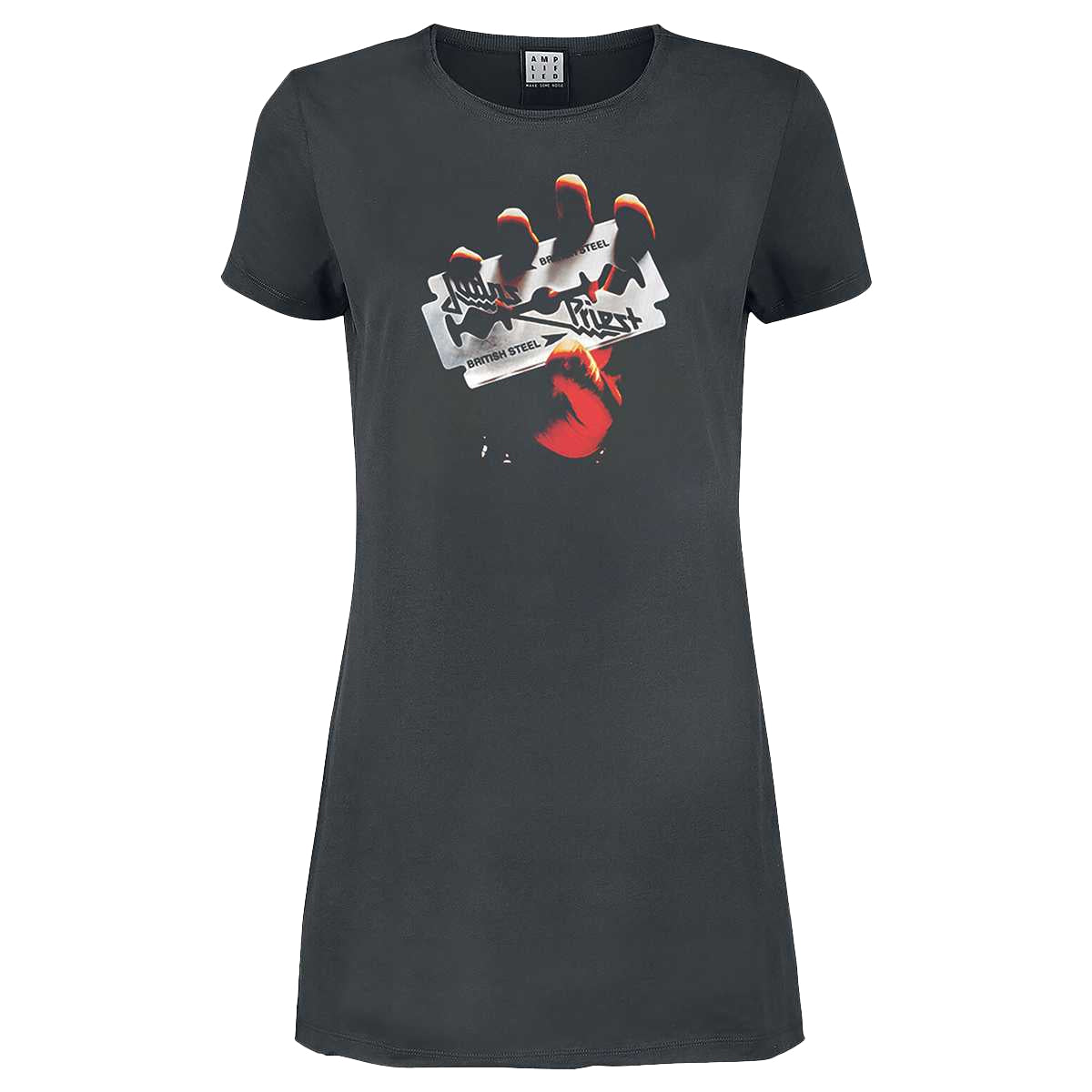 Charcoal - Front - Amplified Womens-Ladies British Steel Judas Priest T-Shirt Dress