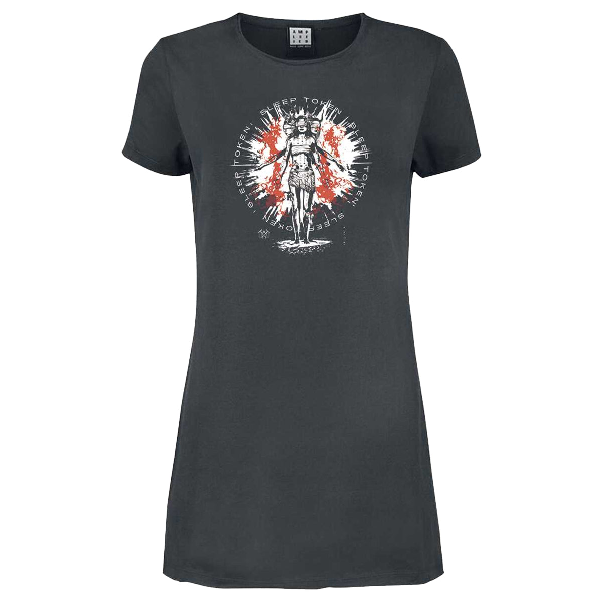 Charcoal - Front - Amplified Womens-Ladies Rain Sleep Token T-Shirt Dress