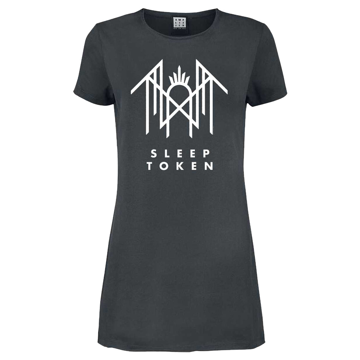 Charcoal - Front - Amplified Womens-Ladies Crystalina Logo Sleep Token T-Shirt Dress