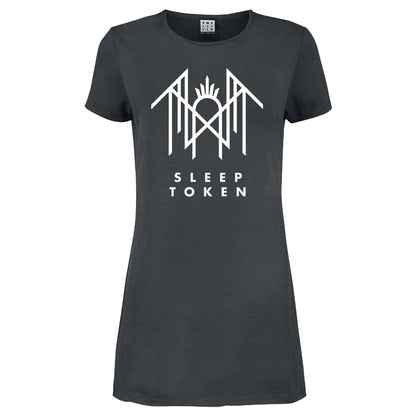 Charcoal - Front - Amplified Womens-Ladies Crystalina Logo Sleep Token T-Shirt Dress