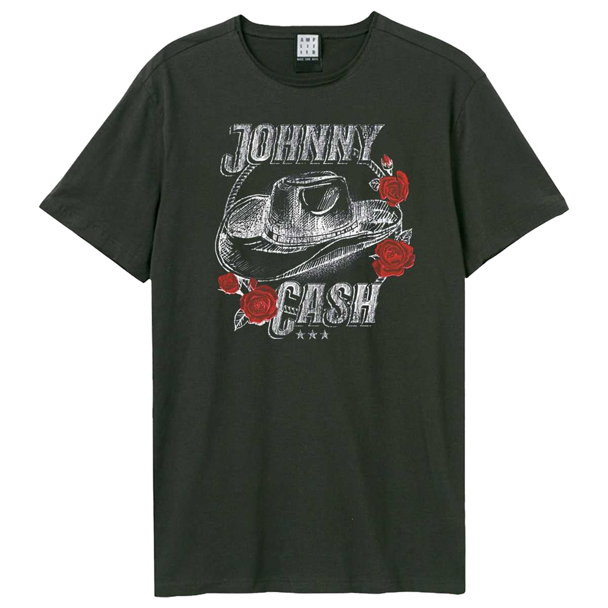 Charcoal - Front - Amplified Unisex Adult 9 Gallon Hat Johnny Cash T-Shirt