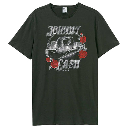 Charcoal - Front - Amplified Unisex Adult 9 Gallon Hat Johnny Cash T-Shirt