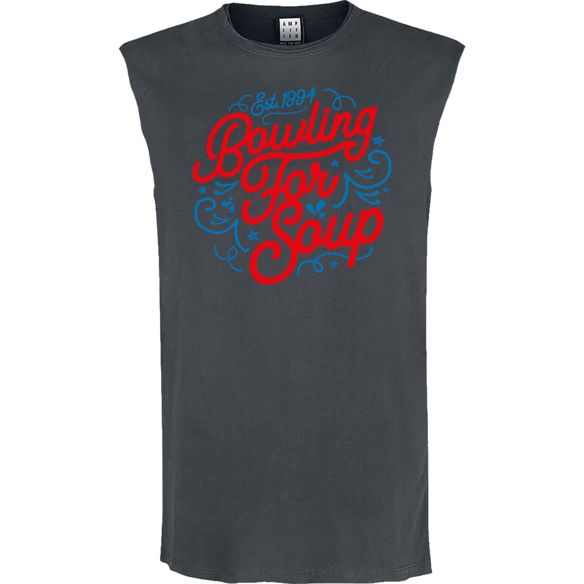 Charcoal - Front - Amplified Womens-Ladies Swirly Bowling For Soup Sleeveless Tank Top
