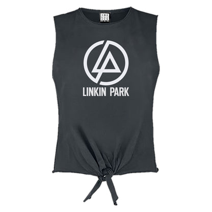 Charcoal - Front - Amplified Womens-Ladies Circle Logo Linkin Park Tank Top
