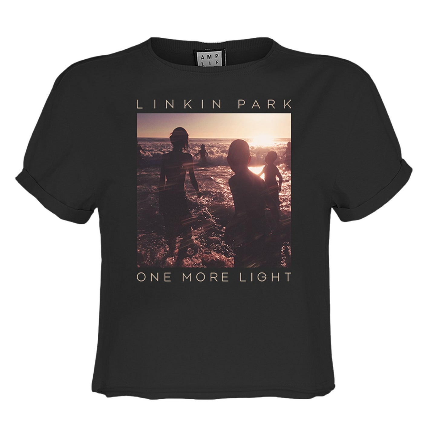 Charcoal - Front - Amplified Womens-Ladies One More Light Linkin Park Crop Top