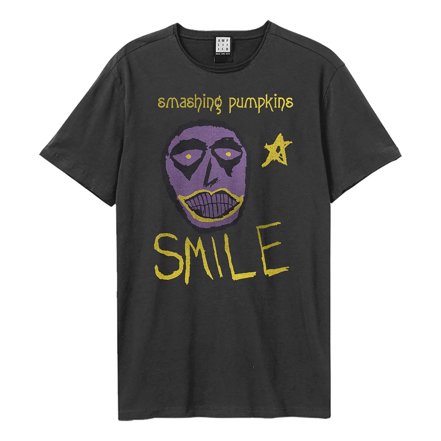 Charcoal - Front - Amplified Unisex Adult Smile The Smashing Pumpkins T-Shirt