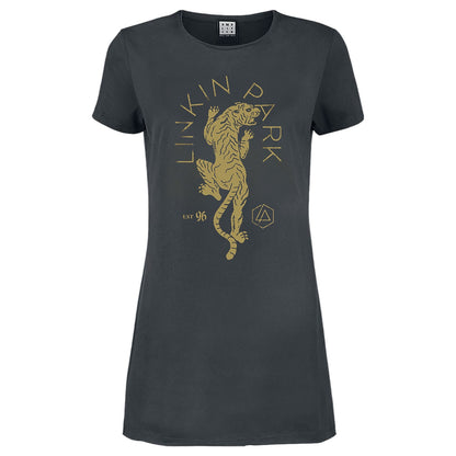 Charcoal - Front - Amplified Womens-Ladies Tiger Linkin Park T-Shirt Dress