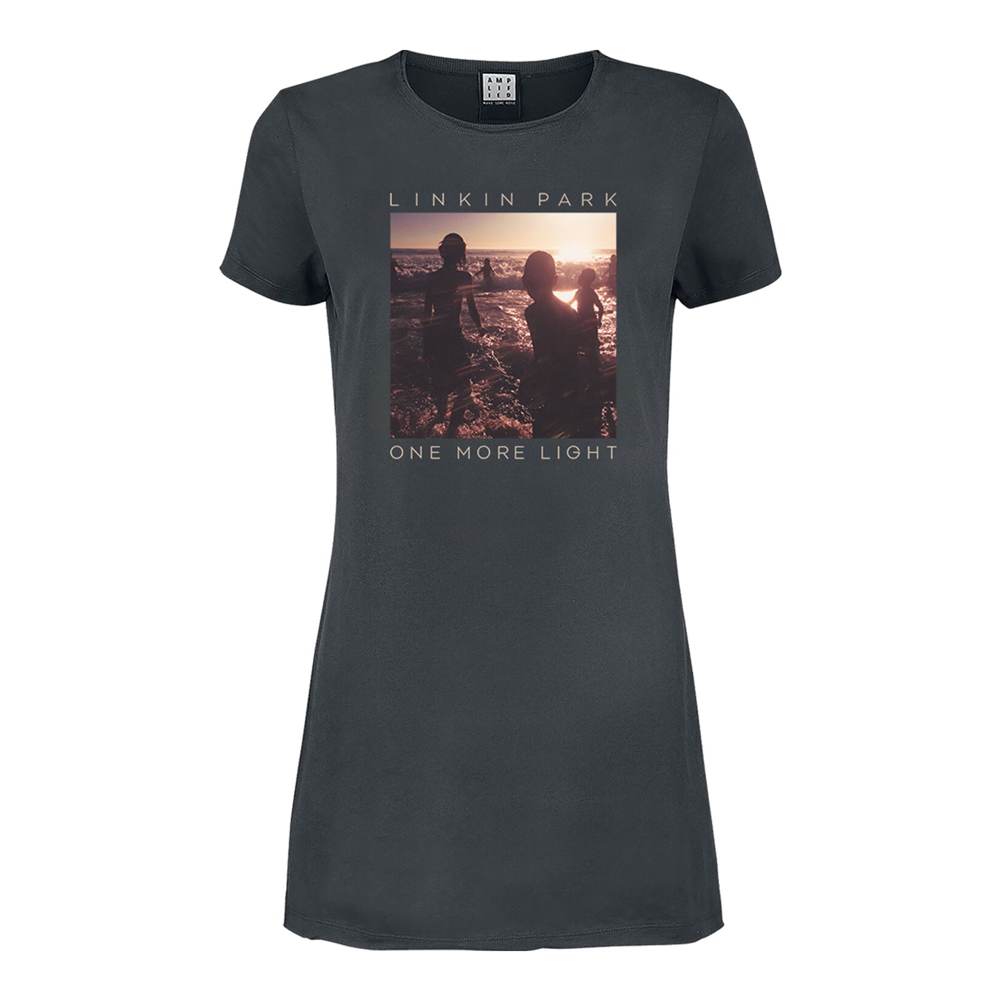 Charcoal - Front - Amplified Womens-Ladies One More Light Linkin Park T-Shirt Dress