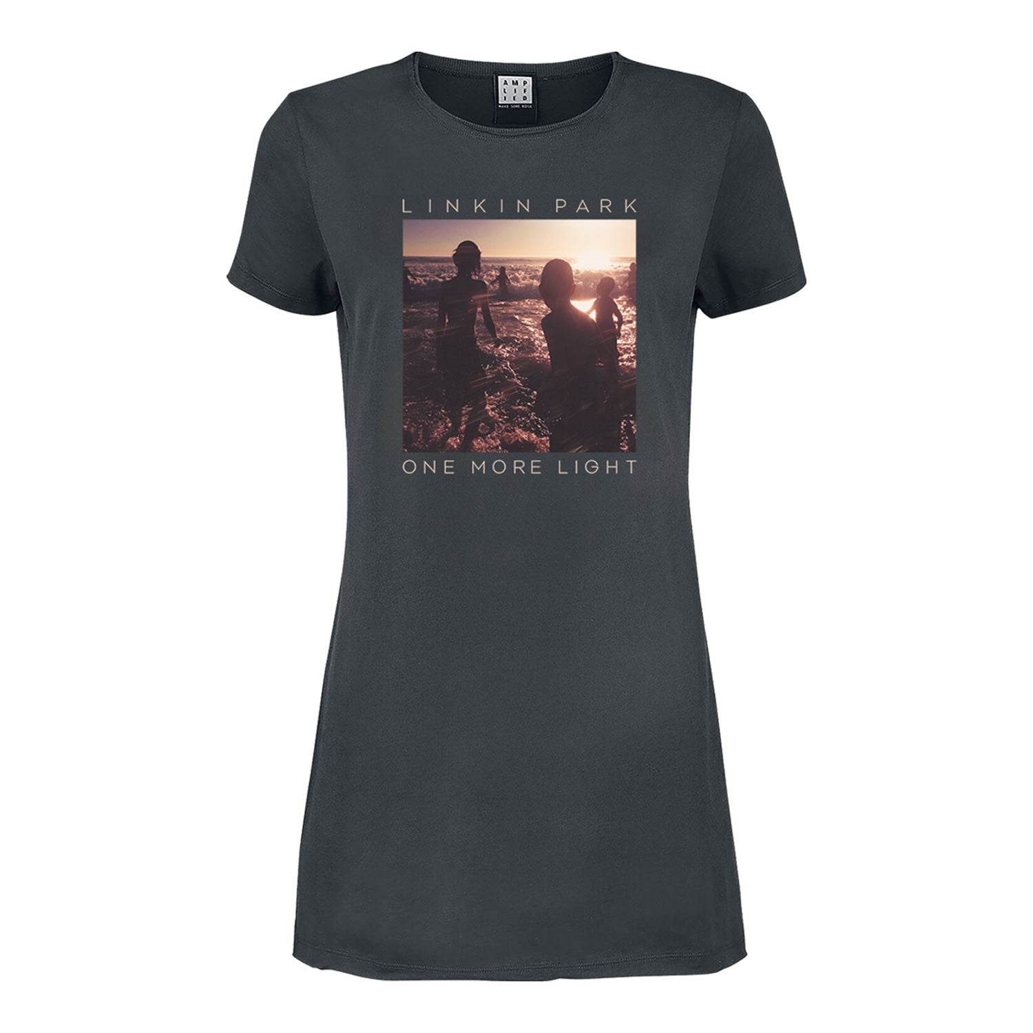 Charcoal - Front - Amplified Womens-Ladies One More Light Linkin Park T-Shirt Dress