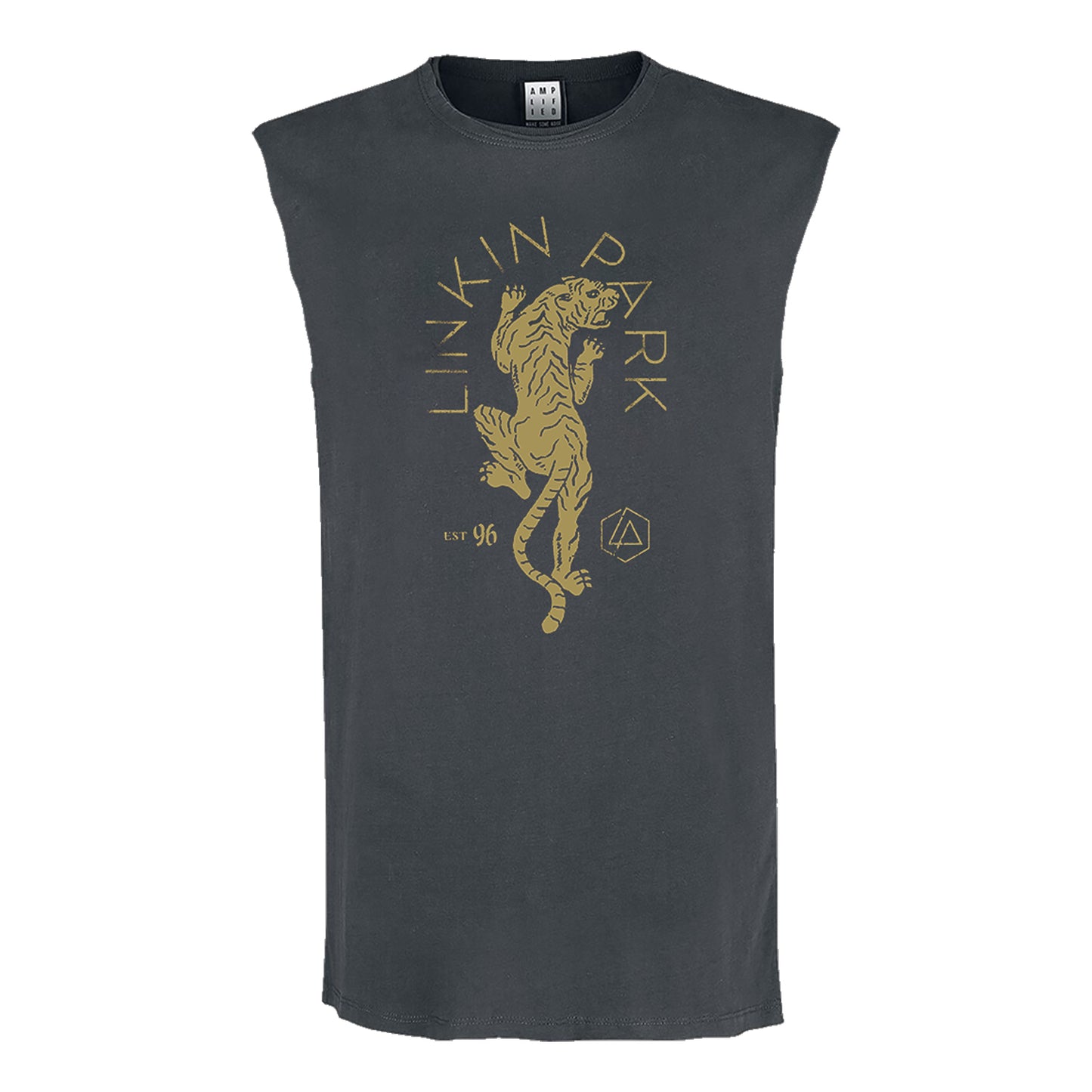 Charcoal - Front - Amplified Mens Tiger Linkin Park Sleeveless Tank Top