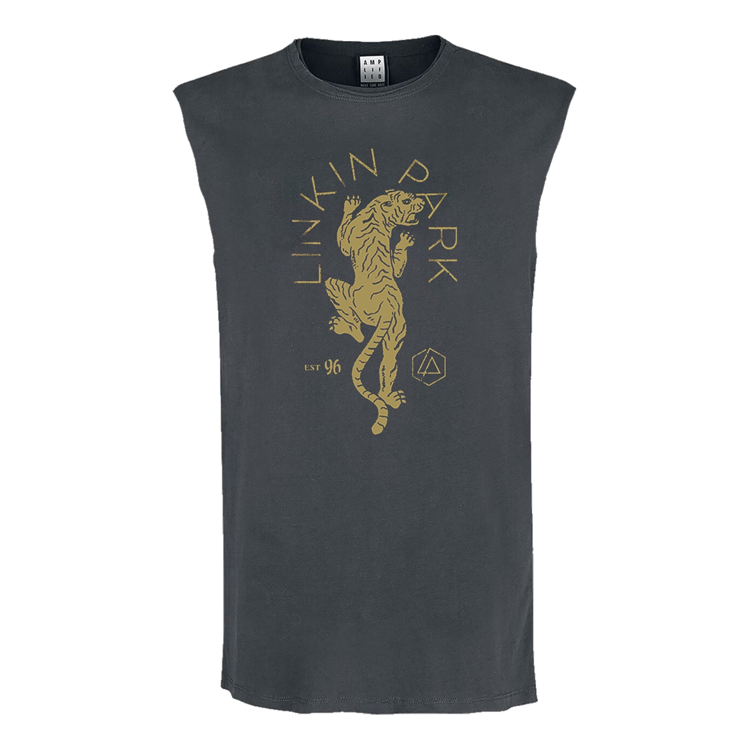 Charcoal - Front - Amplified Mens Tiger Linkin Park Sleeveless Tank Top